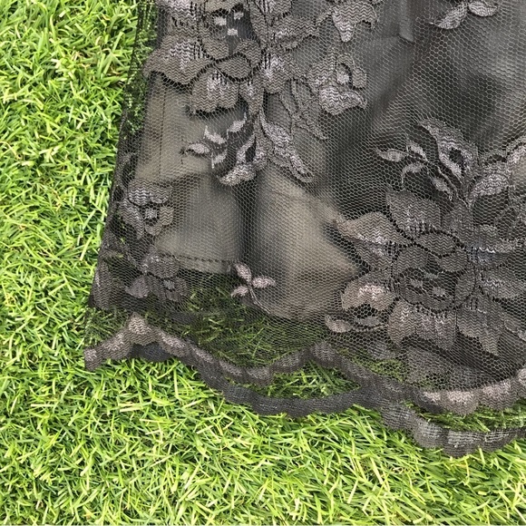 Vintage Black Gothic Velvet and Lace Strapless Dress Goth Halloween - Picture 8 of 12